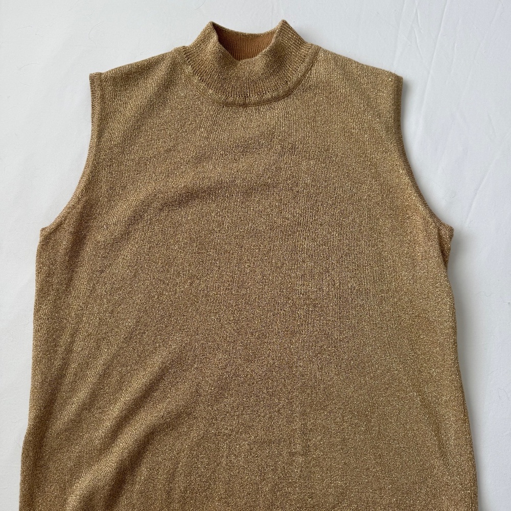 Gold Sleeveless Turtleneck Top (S)